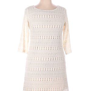 Sharagano Casual Dress, short, size 12, 3/4 length sleeve, Ivory, Knight Overlay